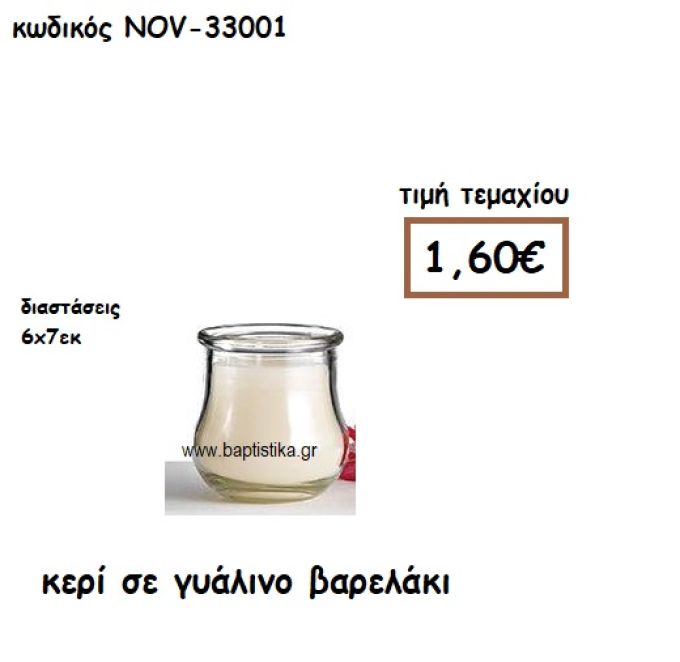 ΚΕΡΙ ΣΕ ΓΥΑΛΙΝΟ ΒΑΡΕΛΑΚΙ ΓΙΑ ΚΗΡΟΣΤΑΤΕΣ ΚΑΙ ΦΑΝΑΡΙΑ NOV-33001