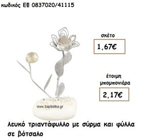 ΛΕΥΚΟ ΤΡΙΑΝΤΑΦΥΛΛΟ ΜΕ ΣΥΡΜΑ ΚΑΙ ΦΥΛΛΑ ΣΕ ΒΟΤΣΑΛΟ ΓΙΑ ΜΠΟΜΠΟΝΙΕΡΕΣ ΓΑΜΟΥ ΕΦ 0837020/41115