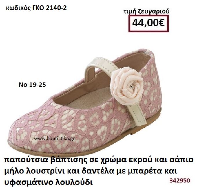 ΠΑΠΟΥΤΣΙΑ ΒΑΠΤΙΣΗΣ ΣΕ ΧΡΩΜΑ ΕΚΡΟΥ ΚΑΙ ΣΑΠΙΟ ΜΗΛΟ ΛΟΥΣΤΡΙΝΙ ΚΑΙ ΔΑΝΤΕΛΑ ΜΕ ΜΠΑΡΕΤΑ ΚΑΙ ΥΦΑΣΜΑΣΜΑΤΙΝΟ ΛΟΥΛΟΥΔΙ GORGINO ΔΕΡΜΑΤΙΝΑ-ΑΝΑΤΟΜΙΚΑ ΓΚΟ 2140-2