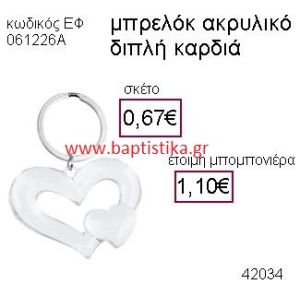 ΚΑΡΔΙΑ ΑΚΡΥΛΙΚΟ ΜΠΡΕΛΟΚ μπομπονιέρα Βάπτισης ΕΦ-061226Α