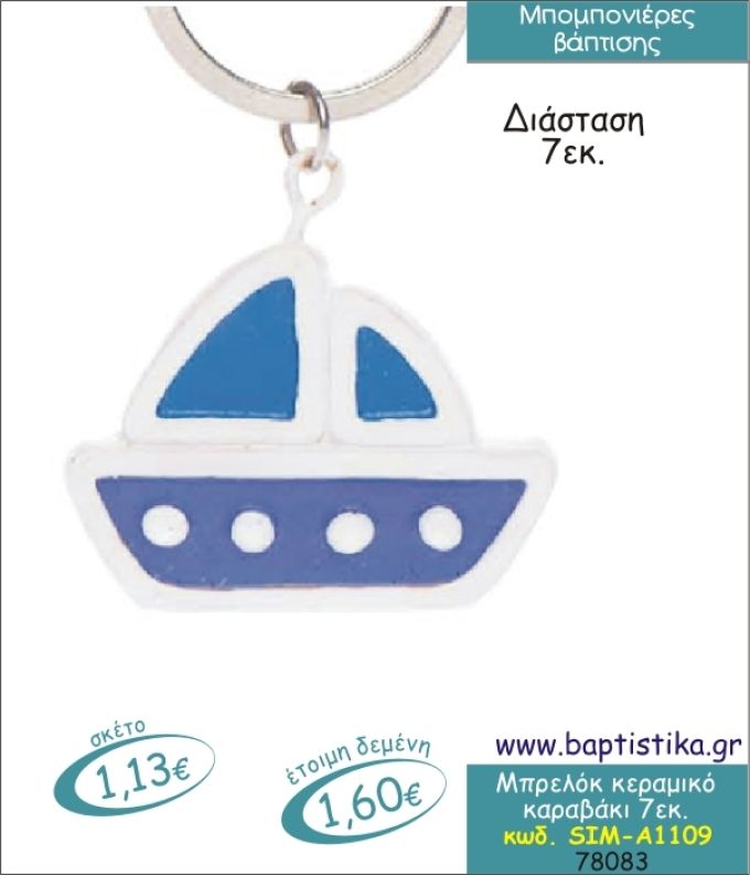 ΚΑΡΑΒΑΚΙ ΜΠΡΕΛΟΚ ΚΕΡΑΜΙΚΟ 7εκ.ΜΠΟΜΠΟΝΙΕΡΑ ΒΑΠΤΙΣΗΣ SIM-Α1109