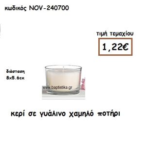 ΚΕΡΙ ΣΕ ΓΥΑΛΙΝΟ ΧΑΜΗΛΟ ΠΟΤΗΡΙ ΓΙΑ ΚΗΡΟΣΤΑΤΕΣ ΚΑΙ ΦΑΝΑΡΙΑ NOV-55600