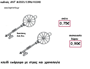 ΚΛΕΙΔΙ ΕΠΑΡΓΥΡΟ ΜΕ ΣΤΡΑΣ ΜΕΤΑΛΛΙΚΟ ΜΕ ΧΡΟΝΟΛΟΓΙΑ για γούρι - δώρο ΑΝΤ-Μ2021/1396/41048 0.90€!!!!