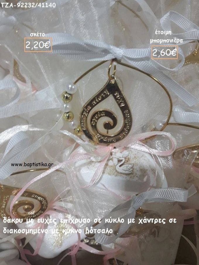 ΔΑΚΡΥ ΕΥΧΩΝ ΣΕ ΚΥΚΛΟ ΜΕ ΧΑΝΤΡΕΣ ΚΑΙ ΚΥΚΝΟΣ ΣΕ ΒΟΤΣΑΛΟ για μπομπονιέρες - δώρα πάρτυ - εορτών - γούρια - φτιάξτο μόνος σου ΤΖΑ-92232/41140 2.60€!!!