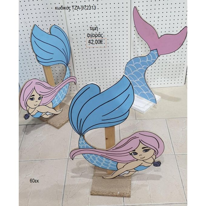 γοργόνες γαλάζιες θέμα ξύλινη φιγούρα για αγορά τζα 972313