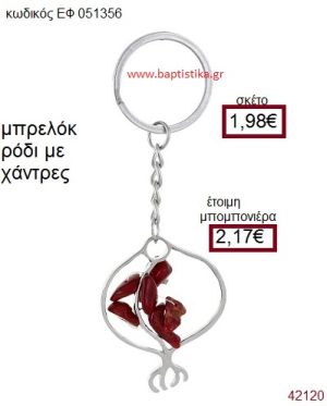 ΡΟΔΙ ΜΕΤΑΛΛΙΚΟ ΜΠΡΕΛΟΚ ΜΕ ΧΑΝΤΡΕΣ μπομπονιέρα Βάπτισης ΕΦ-051356