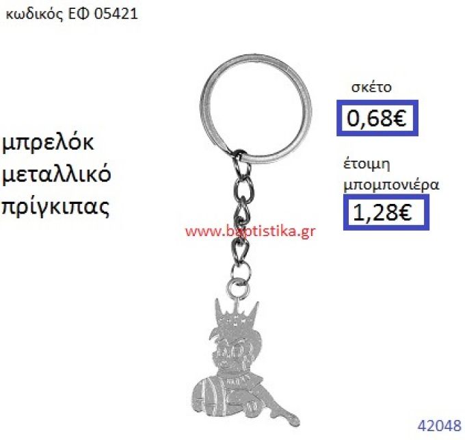 ΠΡΙΓΚΗΠΑΣ ΜΕΤΑΛΛΙΚΟ ΜΠΡΕΛΟΚ μπομπονιέρα Βάπτισης ΕΦ-05421