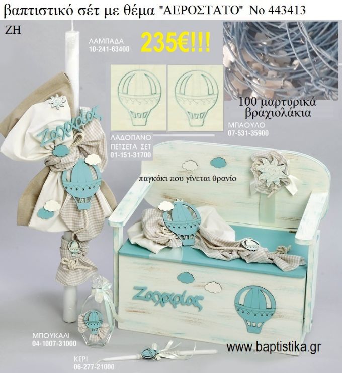 ΒΑΠΤΙΣΤΙΚΟ ΣΕΤ ΜΕ ΘΕΜΑ ΑΕΡΟΣΤΑΤΟ ΜΕ ΠΑΓΚΑΚΙ-ΘΡΑΝΙΟ ΖΗ Νο 443413