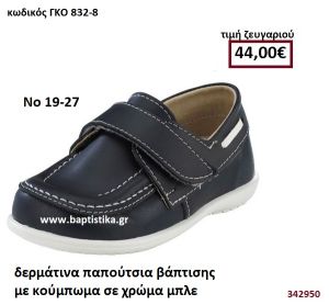 ΠΑΠΟΥΤΣΙ ΒΑΠΤΙΣΗΣ ΜΕ ΚΟΥΜΠΩΜΑ ΣΕ ΧΡΩΜΑ ΜΠΛΕ GORGINO ΔΕΡΜΑΤΙΝΑ-ΑΝΑΤΟΜΙΚΑ ΓΚΟ 832-8
