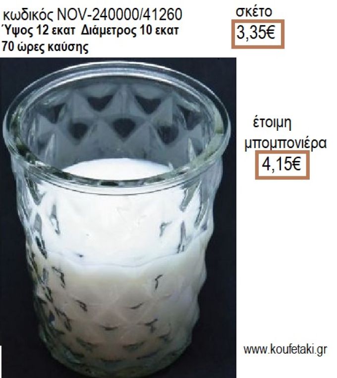 ΚΕΡΙ ΣΕ ΓΥΑΛΙΝΟ ΠΟΤΗΡΙ ΣΧΕΔΙΟ ΔΙΑΜΑΝΤΙ 12ΕΚ για μπομπονιέρες - δώρα πάρτυ - εορτών - γέννησης - γούρια - φτιάξτο μόνος σου NOV-240000/41260 3.35€!!!