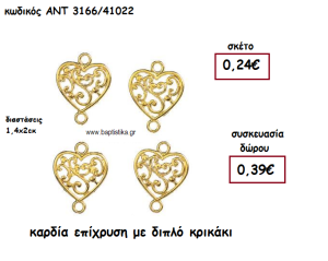ΚΑΡΔΙΑ ΕΠΙΧΡΥΣΗ ΜΕ ΔΙΠΛΟ ΚΡΙΚΑΚΙ ΓΙΑ ΓΟΥΡΙ-ΔΩΡΟ ΑΝΤ-3166/41022