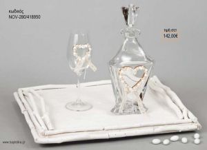 ΣΕΤ ΓΑΜΟΥ ΚΑΡΑΦΑ ΚΑΙ 3 ΠΟΤΗΡΙΑ ΔΙΣΚΟΣ ΜΕ ΣΧΕΔΙΟ ΚΑΡΔΙΑ ΜΕ ΛΟΥΛΟΥΔΑΚΙΑ NOV-280/418950 142.00€!!!