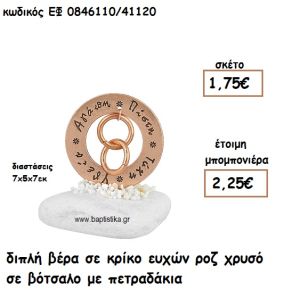 ΔΙΠΛΗ ΒΕΡΑ ΣΕ ΚΡΙΚΟ ΕΥΧΩΝ ΡΟΖ ΧΡΥΣΟ ΣΕ ΒΟΤΣΑΛΟ ΓΙΑ ΜΠΟΜΠΟΝΙΕΡΕΣ ΓΑΜΟΥ ΕΦ 0846110/41120