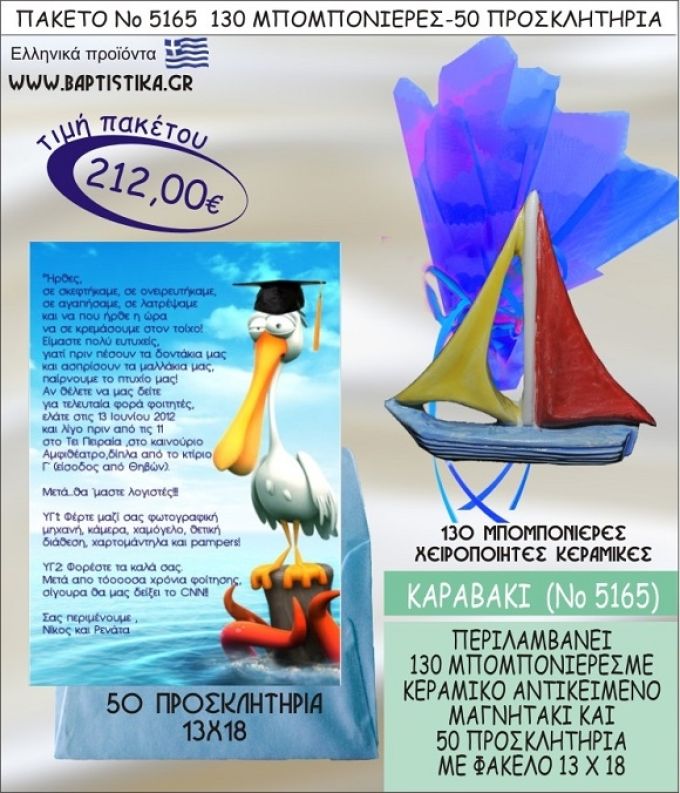 ΚΑΡΑΒΑΚΙ Νο5165 βαπτιστικό σέτ πακέτο βάπτισης ΜΕ 130 ΜΠΟΜΠΟΝΙΕΡΕΣ - 50 ΠΡΟΣΚΛΗΤΗΡΙΑ  ΜΟΝΟ 212€ !!!