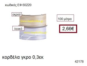 ΓΚΡΟ κορδέλα 100 μέτρων 0,3εκ. για μπομπονιέρες-αμπαλάζ ΕΦ-60220