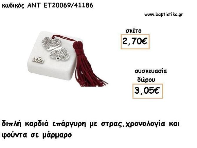 ΚΑΡΔΙΑ ΔΙΠΛΗ ΕΠΑΡΓΥΡΗ ΜΕ ΣΤΡΑΣ ΣΕ ΜΑΡΜΑΡΟ ΜΕ ΧΡΟΝΟΛΟΓΙΑ ΚΑΙ ΦΟΥΝΤΑ για γούρι - δώρο ΑΝΤ-ΕΤ 20069/41186 3.05€!!!!