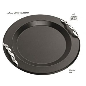 δίσκος γάμου στρογγυκό inox με πλεξούδα χερούλια nov κδ2128