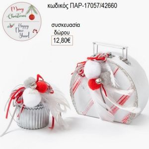 φοντανιέρα γυάλινη ασημί με χάρτινο βαλιτσάκι παρ 17057