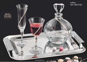 ΣΕΤ ΓΑΜΟΥ ΚΑΡΑΦΑ ΚΑΙ ΠΟΤΗΡΙ ΔΙΣΚΟΣ ΜΕ ΣΧΕΔΙΟ ΒΕΡΓΑ ΑΣΗΜΙ ΚΑΙ ΧΡΥΣΗ NOV-166/417000 104.00€!!!