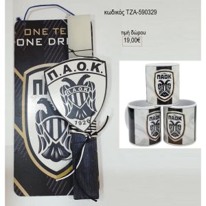 παοκ ξύλινο λαμπάδα σε ξύλινη πλάτη και κούπα σετ δώρου τζα 590329