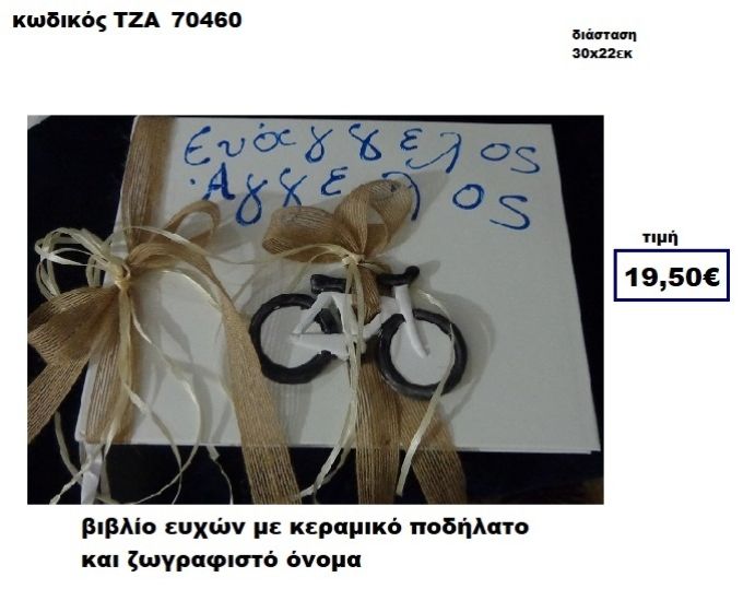 ΠΟΔΗΛΑΤΟ ΚΕΡΑΜΙΚΟ ΚΑΙ ΖΩΓΡΑΦΙΣΤΟ ΟΝΟΜΑ ΒΙΒΛΙΟ ΕΥΧΩΝ  ΤΖΑ-70460