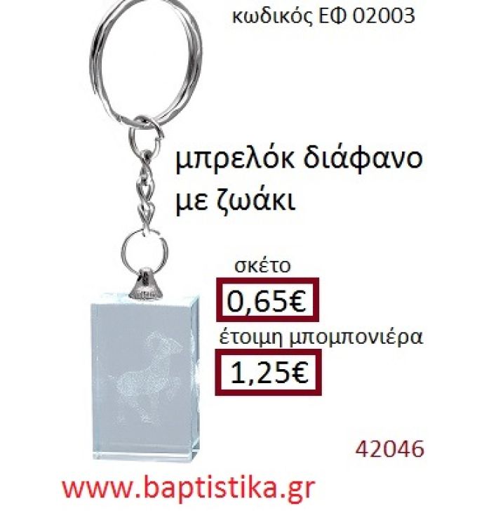 ΣΚΥΛΑΚΙ μπρελόκ διάφανο accessories για βάπτιση ΕΦ-02003