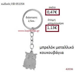 ΚΟΥΚΟΥΒΑΓΙΑ ΜΕΤΑΛΛΙΚΟ ΜΠΡΕΛΟΚ μπομπονιέρα Βάπτισης ΕΦ-051354