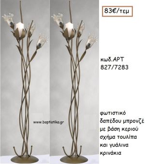 ΦΩΤΙΣΤΙΚΟ ΓΑΜΟΥ ΜΠΡΟΝΖΕ ΜΕ ΒΑΣΗ ΚΕΡΙΟΥ ΣΕ ΣΧΗΜΑ ΤΟΥΛΙΠΑ ΚΑΙ ΓΥΑΛΙΝΑ ΚΡΙΝΑΚΙΑ ΑΡΤ Νο827/7283 83.00€!!!