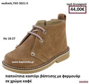 ΠΑΠΟΥΤΣΙΑ ΒΑΠΤΙΣΗΣ ΚΑΣΤΟΡΙ ΜΕ ΦΕΡΜΟΥΑΡ ΣΕ ΧΡΩΜΑ ΚΑΦΕ GORGINO ΔΕΡΜΑΤΙΝΑ-ΑΝΑΤΟΜΙΚΑ ΓΚΟ 3021-5