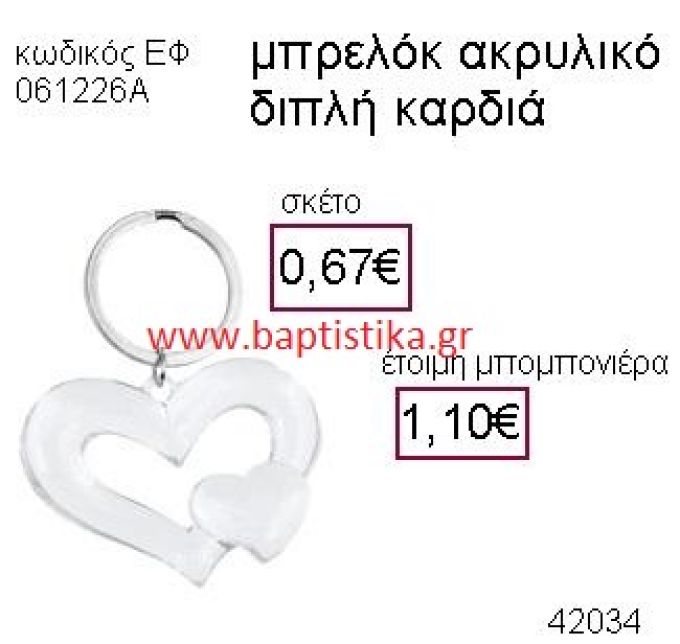 ΚΑΡΔΙΑ ΑΚΡΥΛΙΚΟ ΜΠΡΕΛΟΚ μπομπονιέρα Βάπτισης ΕΦ-061226Α