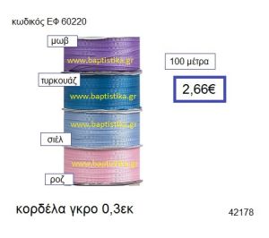 ΓΚΡΟ κορδέλα 100 μέτρων 0,3εκ. για μπομπονιέρες-αμπαλάζ ΕΦ-60220