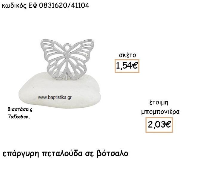 ΠΕΤΑΛΟΥΔΑ ΜΕ ΣΧΕΔΙΟ ΕΠΑΡΓΥΡΗ ΣΕ ΒΟΤΣΑΛΟ ΓΙΑ ΜΠΟΜΠΟΝΙΕΡΕΣ ΒΑΠΤΙΣΗΣ ΕΦ 0831620/41104