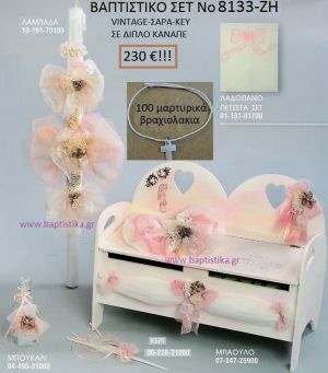 ΣΑΡΑ ΚΕΫ VINTAGE Βαπτιστικό σέτ-πακέτο σε ΔΙΠΛΟ ΠΑΓΚΑΚΙ ΞΥΛΙΝΟ ΝΟ-8133-ΖΗ