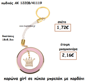 ΚΟΡΩΝΑ GIRL ΣΕ ΚΥΚΛΟ ΜΠΡΕΛΟΚ ΓΙΑ ΜΠΟΜΠΟΝΙΕΡΑ ΒΑΠΤΙΣΗΣ ΑΚ-1220Β/41119