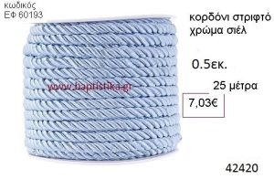 ΚΟΡΔΟΝΙ ΣΤΡΙΦΤΟ 25 μέτρων 0.5εκ. για μπομπονιέρες-αμπαλάζ ΕΦ-60193