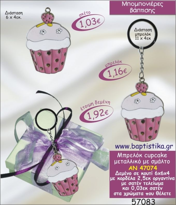 CUPCAKE ΜΠΡΕΛΟΚ ΜΕΤΑΛΛΙΚΟ ΜΕ ΣΜΑΛΤΟ ΣΕ ΚΟΥΤΙ ΜΠΟΜΠΟΝΙΕΡΑ ΒΑΠΤΙΣΗΣ AN-47074