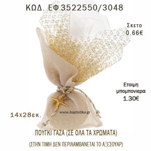 ΠΟΥΓΚΙ  ΓΑΖΑ ΜΕ ΛΟΞΗ ΜΥΤΗ φτιάξτο μόνος - υλικά για μπομπονιέρες  ΕΦ 3579850/3048