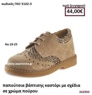 ΠΑΠΟΥΤΣΙΑ ΒΑΠΤΙΣΗΣ ΚΑΣΤΟΡΙ ΜΕ ΣΧΕΔΙΑ ΣΕ ΧΡΩΜΑ ΠΟΥΡΟΥ GORGINO ΑΝΑΤΟΜΙΚΑ-ΔΕΡΜΑΤΙΝΑ ΓΚΟ 3102-3