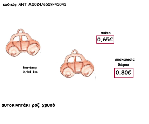 ΑΥΤΟΚΙΝΗΤΟ ΡΟΖ ΧΡΥΣΟ ΜΕΤΑΛΛΙΚΟ ΜΕ ΧΡΟΝΟΛΟΓΙΑ για γούρι - δώρο ΑΝΤ-Μ2021/6559/41042 0.80€!!!