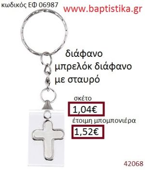 ΣΤΑΥΡΟΣ μπρελόκ διάφανο accessories για βάπτιση ΕΦ-06987