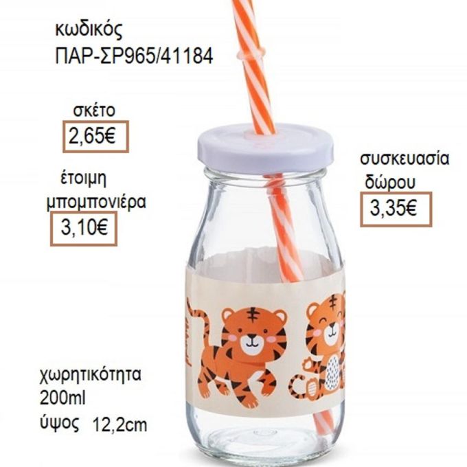 ΤΙΓΡΗΣ ΑΥΤΟΚΟΛΛΗΤΟ ΣΕ ΓΥΑΛΙΝΟ ΜΠΟΥΚΑΛΙ ΜΕ ΚΑΛΑΜΑΚΙ