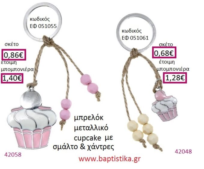 CUPCAKE μπρελόκ μεταλλικό με σμάλτο accessories για βάπτιση ΕΦ-051055