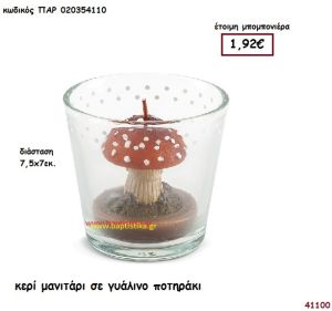 ΚΕΡΙ ΜΑΝΙΤΑΡΙ ΣΕ ΓΥΑΛΙΝΟ ΠΟΤΗΡΑΚΙ μπομπονιέρα Βάπτισης ΠΑΡ-020354110