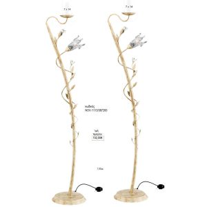 φωτιστικό γάμου χρυσό με στριφτή βέργα και γυάλινο κρίνο nov 1113