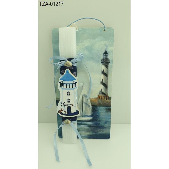 ΦΑΡΟΣ ΞΥΛΙΝΟ ΛΑΜΠΑΔΑ ΠΑΣΧΑΛΙΝΗ ΣΕ ΞΥΛΙΝΗ ΠΛΑΤΗ