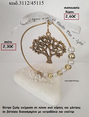 ΔΕΝΤΡΟ ΖΩΗΣ ΕΠΙΧΡΥΣΟ ΣΕ ΚΥΚΛΟ ΑΠΟ ΠΕΡΛΕΣ ΚΑΙ ΧΑΝΤΡΕΣ ΣΕ ΒΟΤΣΑΛΟ για γούρι - δώρο ΤΖΑ-3112/45115 2.60€!!!