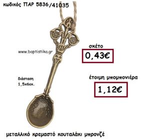 ΚΟΥΤΑΛΙ ΜΕΤΑΛΛΙΚΟ ΜΠΡΟΝΖΕ ΜΠΟΜΠΟΝΙΕΡΑ ΒΑΠΤΙΣΗΣ-ΓΑΜΟΥ ΠΑΡ-5836