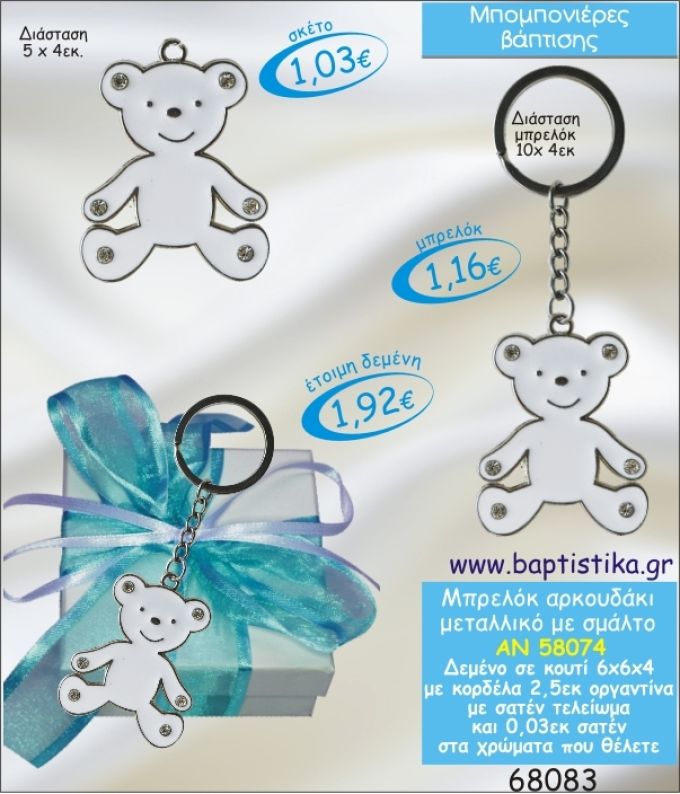 ΑΡΚΟΥΔΑΚΙ ΜΠΡΕΛΟΚ ΜΕ ΣΜΑΛΤΟ ΣΕ ΚΟΥΤΙ ΜΠΟΜΠΟΝΙΕΡΑ ΒΑΠΤΙΣΗΣ ΑΝ-58074