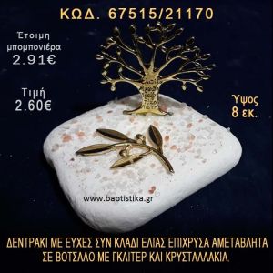 ΔΕΝΤΡΑΚΙ ΕΥΧΩΝ ΕΠΙΧΡΥΣΟ ΚΑΙ ΚΛΑΔΙ ΕΛΙΑΣ ΣΕ ΒΟΤΣΑΛΟ ΜΕ ΓΚΛΙΤΕΡ ΜΠΟΜΠΟΝΙΕΡΑ - ΔΩΡΟ 67515/21170