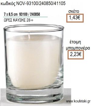 ΚΕΡΙ ΣΕ ΓΥΑΛΙΝΟ ΠΟΤΗΡΙ 7x8,5ΕΚ για μπομπονιέρες - δώρα πάρτυ - εορτών - γέννησης - γούρια - φτιάξτο μόνος σου NOV-93100/240850/41105 1.43€!!!